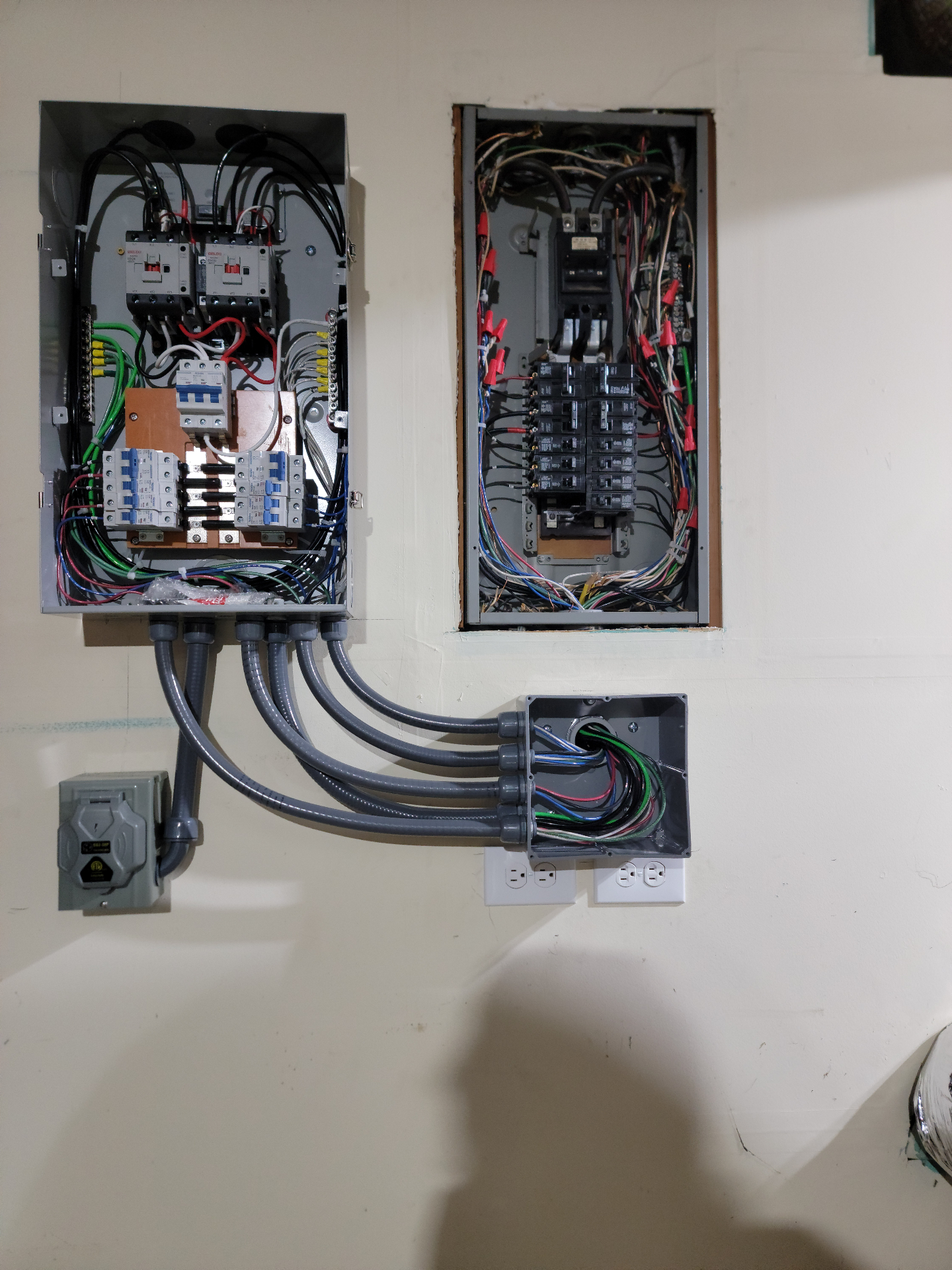 Residential Electrical Panel Setup with Multiple Panels
